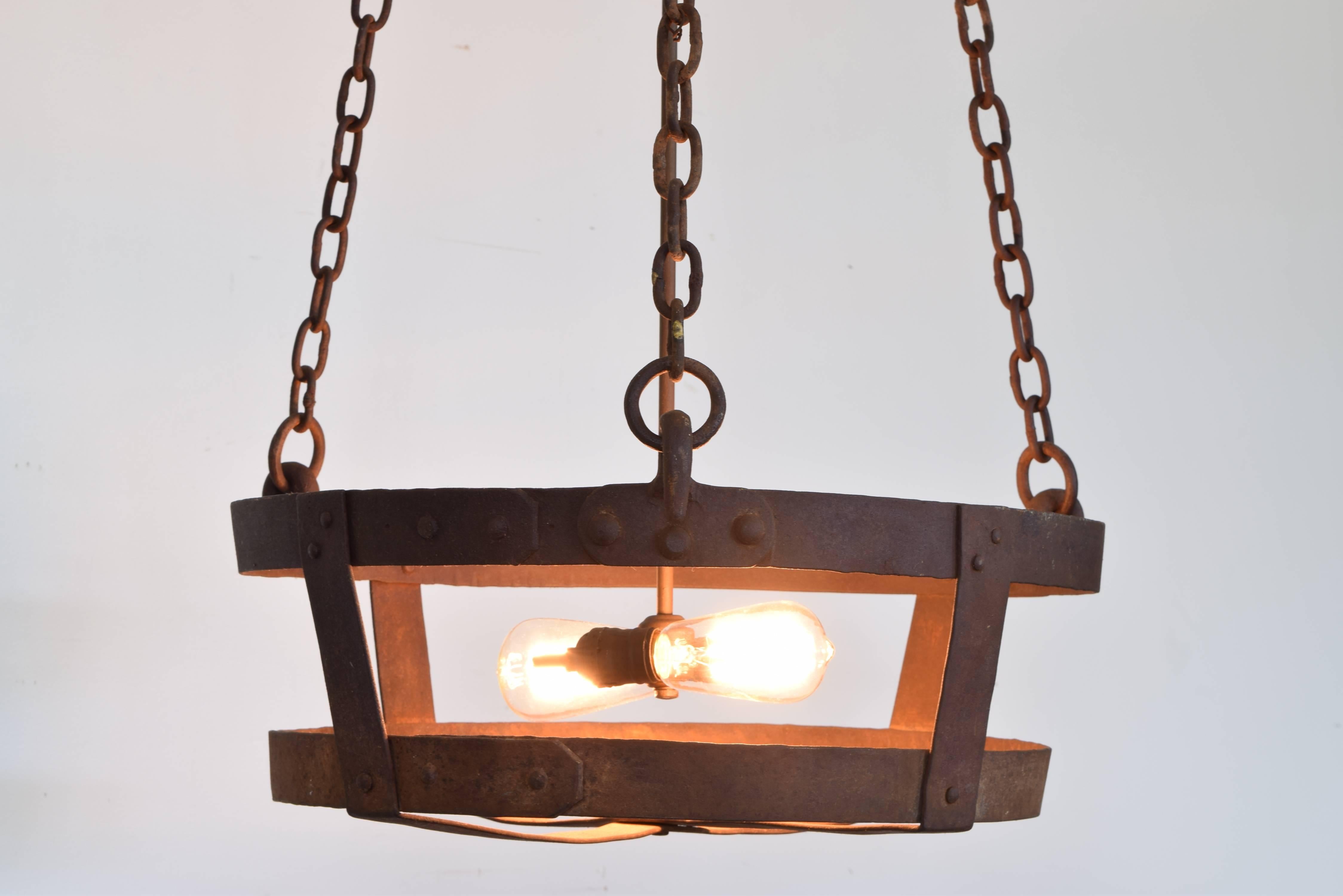 French Wrought Iron Hanging Lantern, 19th Century or Earlier, UL Wired In Excellent Condition In Atlanta, GA