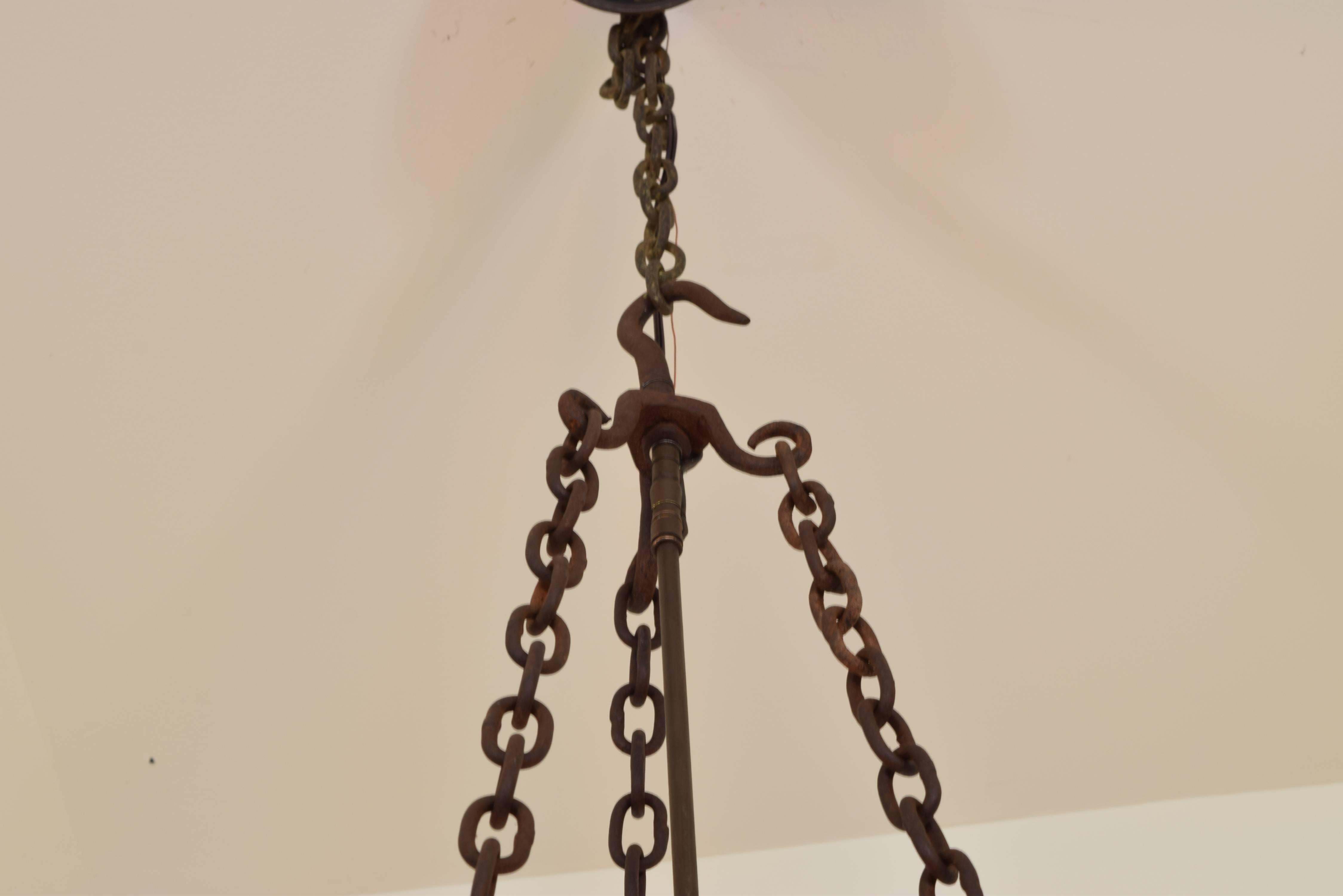 French Wrought Iron Hanging Lantern, 19th Century or Earlier, UL Wired 2