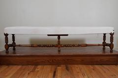 Italian Walnut and Upholstered Long Bench in Louis XIII Style Early 20th Century