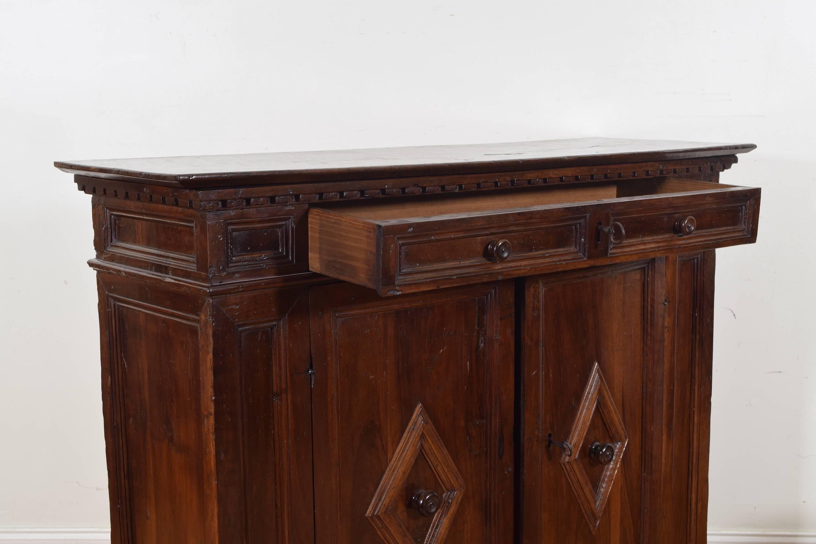 Italian, Tuscan, Baroque Walnut One-Drawer, Two-Door Credenza, Late 17th Century 3