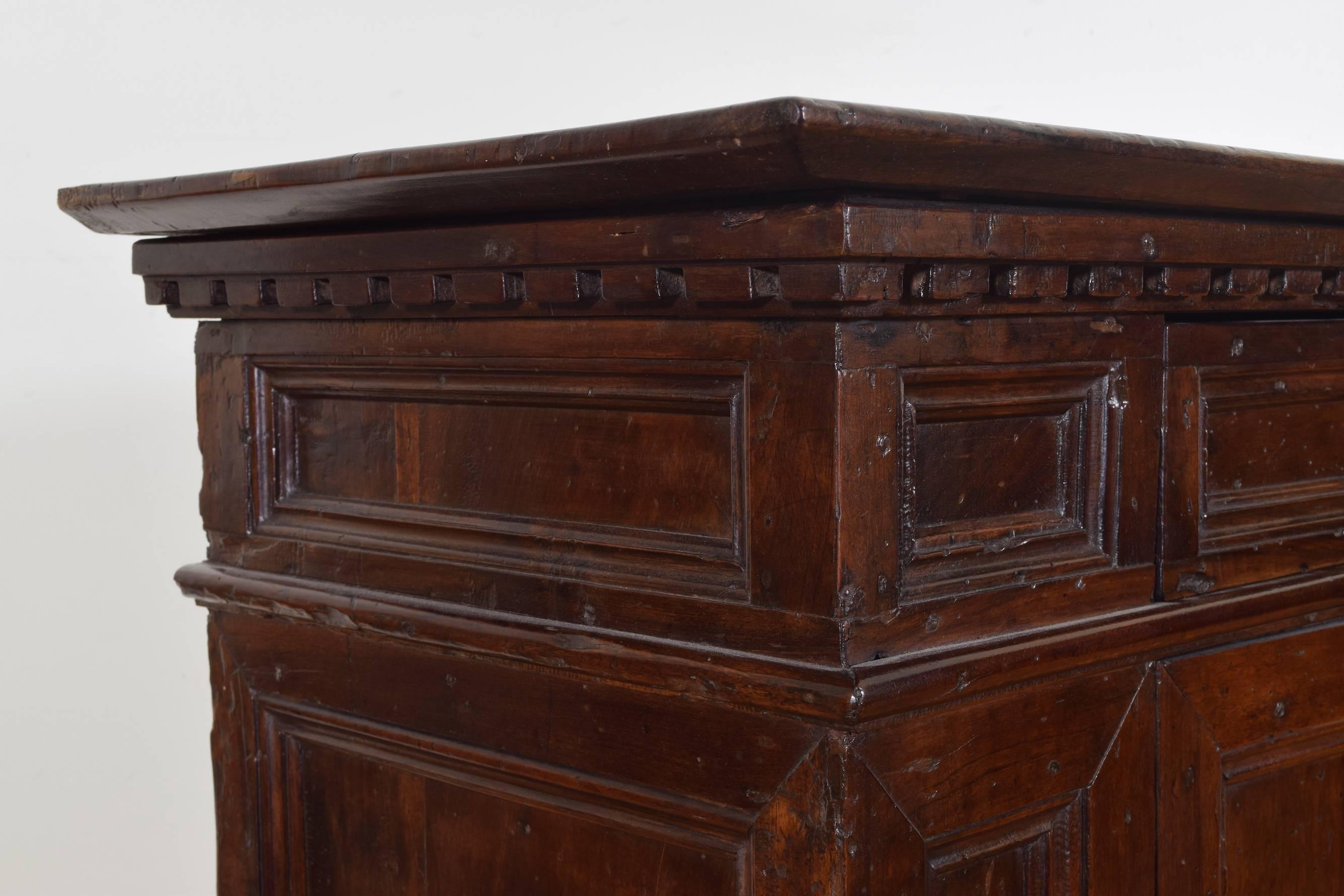 Italian, Tuscan, Baroque Walnut One-Drawer, Two-Door Credenza, Late 17th Century 4