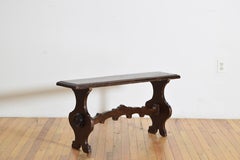 Small Italian Baroque Style Walnut Trestle-Form Bench, mid 19th century