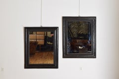 Pair Large Italian Baroque Period Guilloche Carved & Ebonized Mirrors, ca. 1650