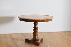 French Louis Philippe Period Walnut and Marble-Top Center Table, ca. 1840