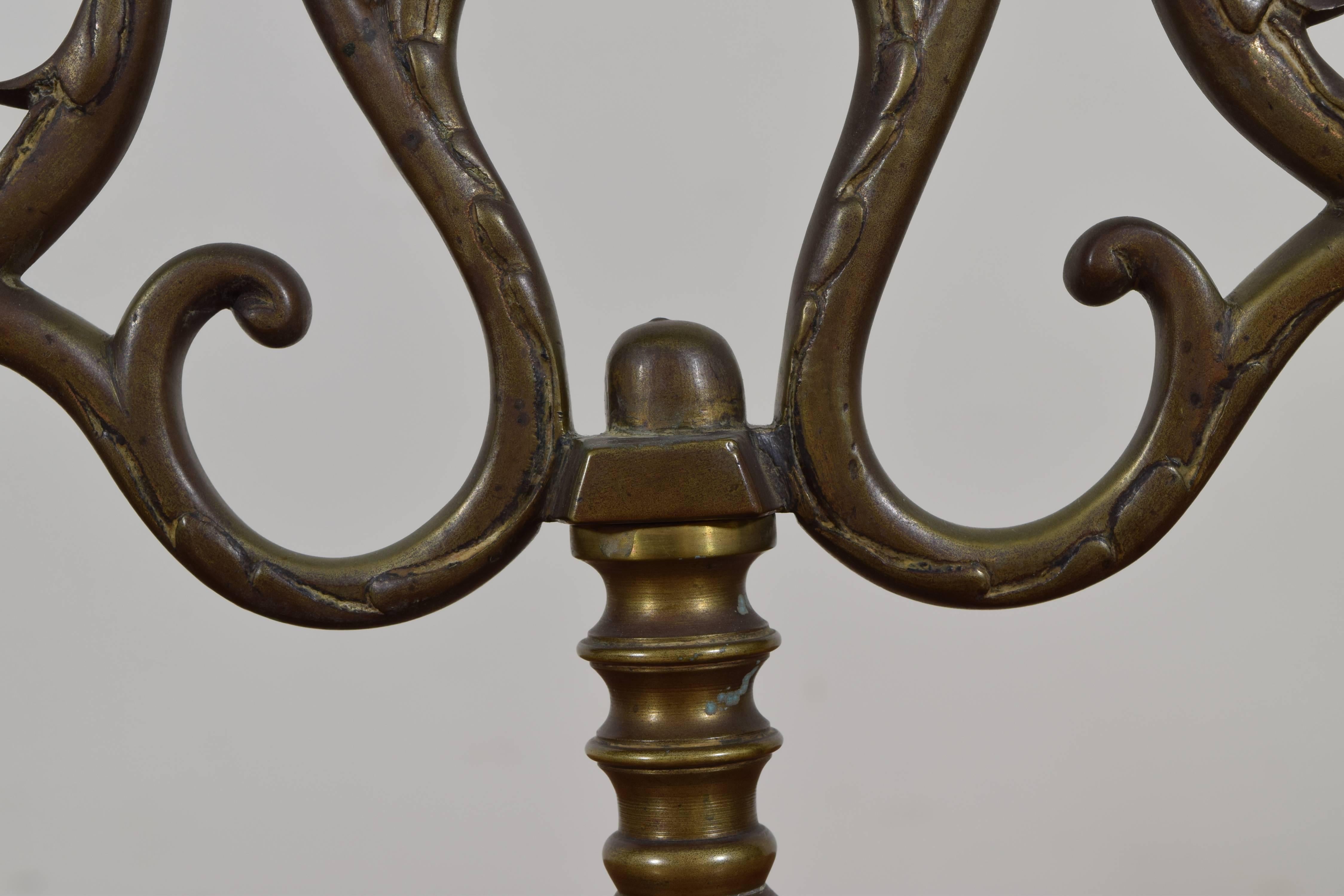 Pair of French Renaissance Style Brass Candelabrum, 19th Century 4