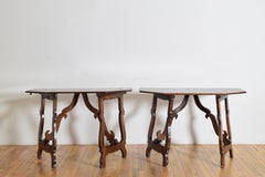 Pair Italian Late Baroque Period Walnut Scantonata Console Tables, ca. 1700