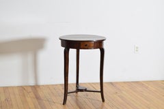 Italian, Veneto, Neoclassic Dark Walnut Circular 1-Drawer Table, ca. 1820