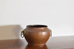 French Arts & Crafts Period Hammered Copper & Brass Handled Jardiniere, ca. 1900