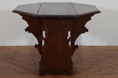 Italian, Tuscany, Baroque Walnut Octagonal Drop-Leaf Table, 17th Century
