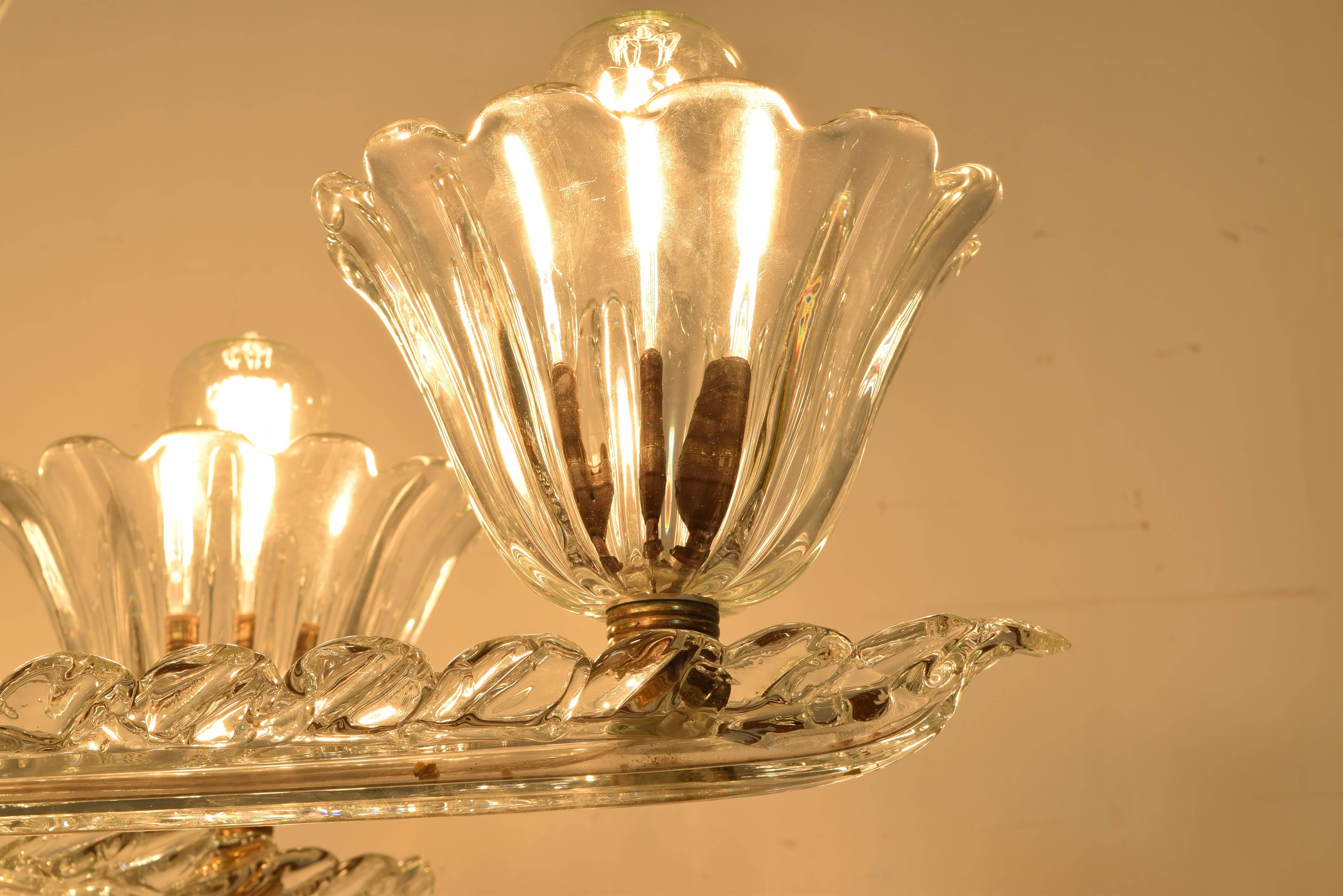 Italian Murano Glass Six-Light Chandelier, UL Wired 2