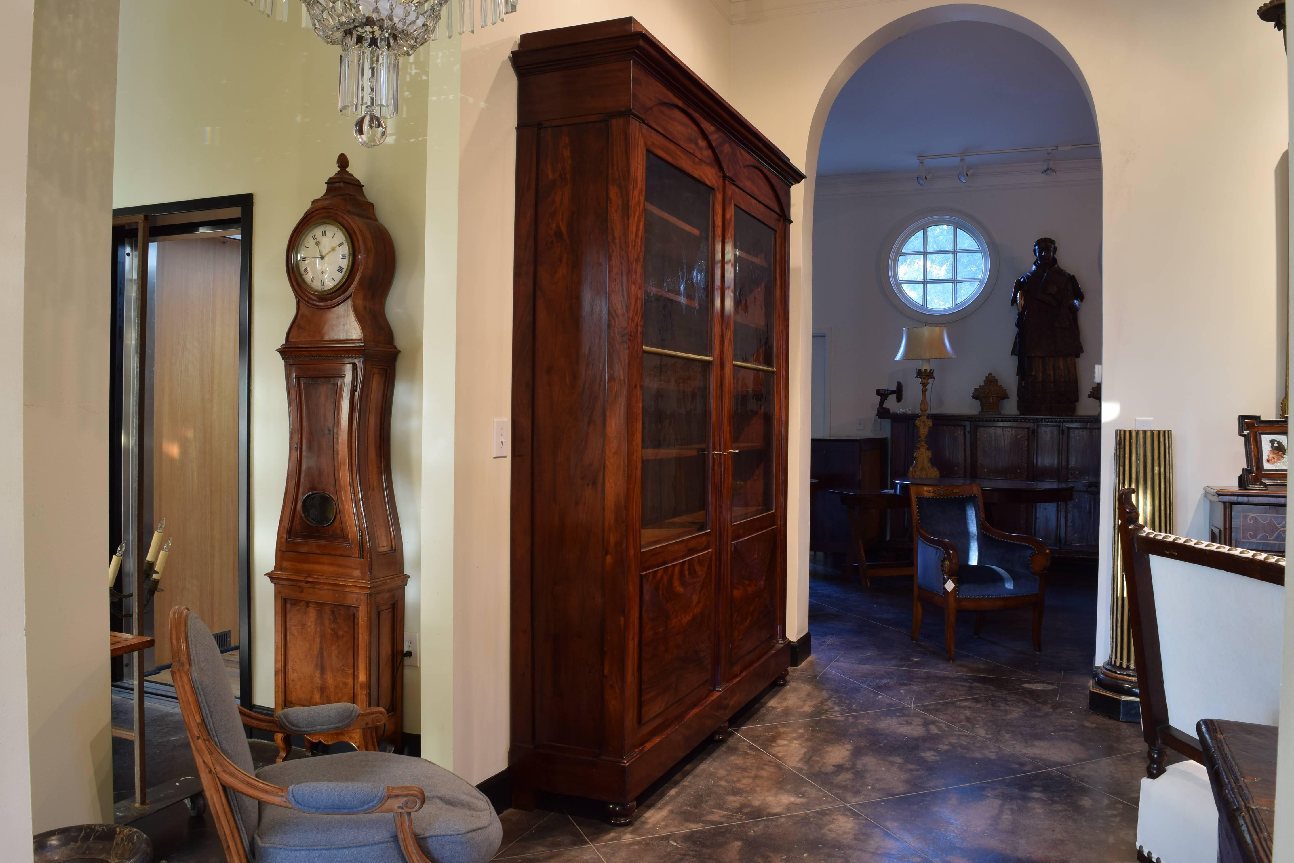 Neoclassical Italian Neoclassic Mahogany Two-Door Cabinet, Original Glass, Mid-19th Century