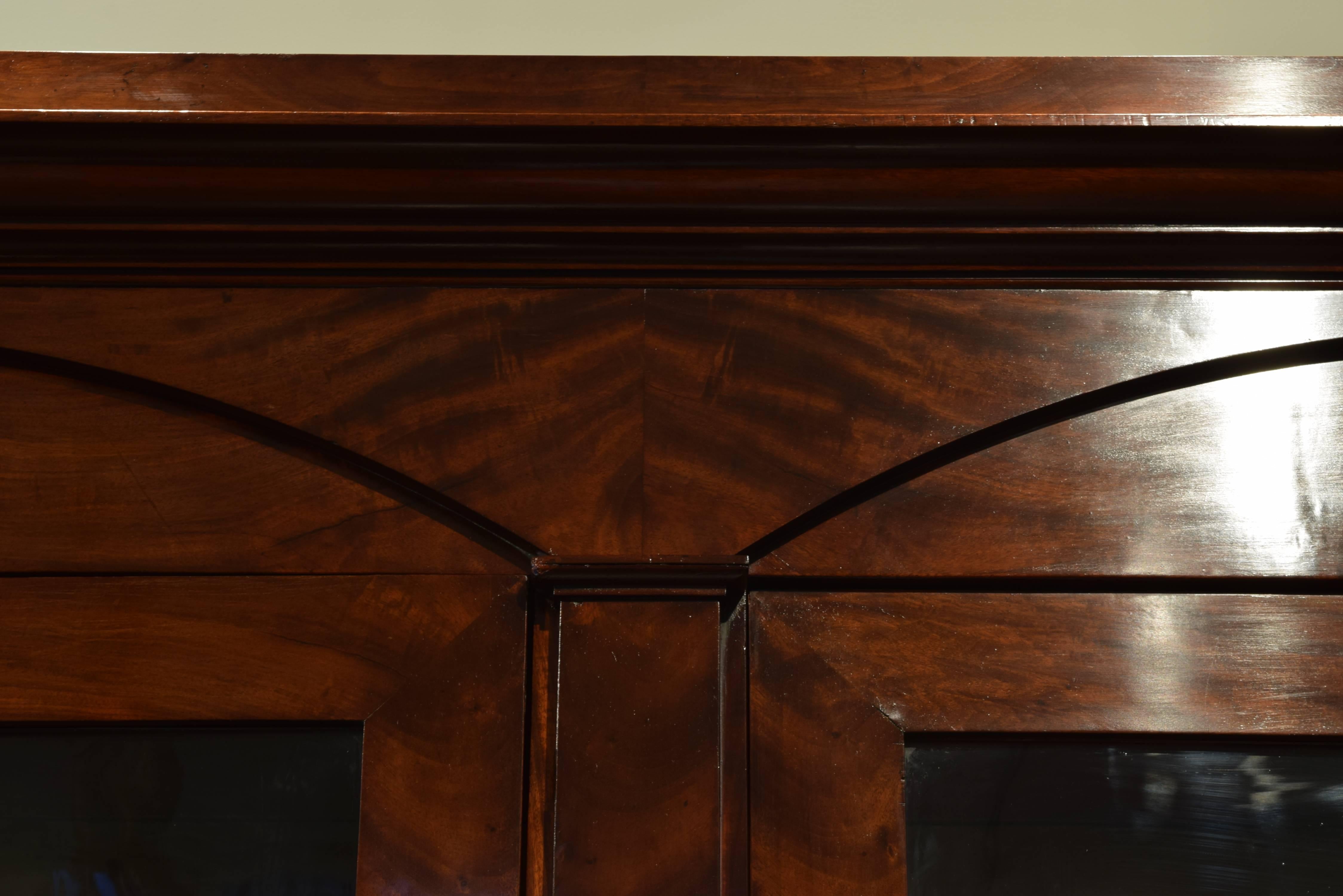 Italian Neoclassic Mahogany Two-Door Cabinet, Original Glass, Mid-19th Century 6