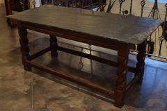 French 17th Century Carved Walnut Table with Slate Top