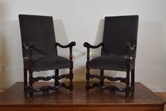 Spanish, Mallorca Pair of Upholstered Armchairs, 18th Century