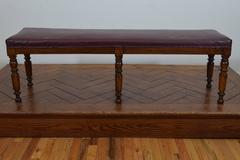 French Louis Philippe Turned Walnut and Upholstered Bench, Mid-19th Century