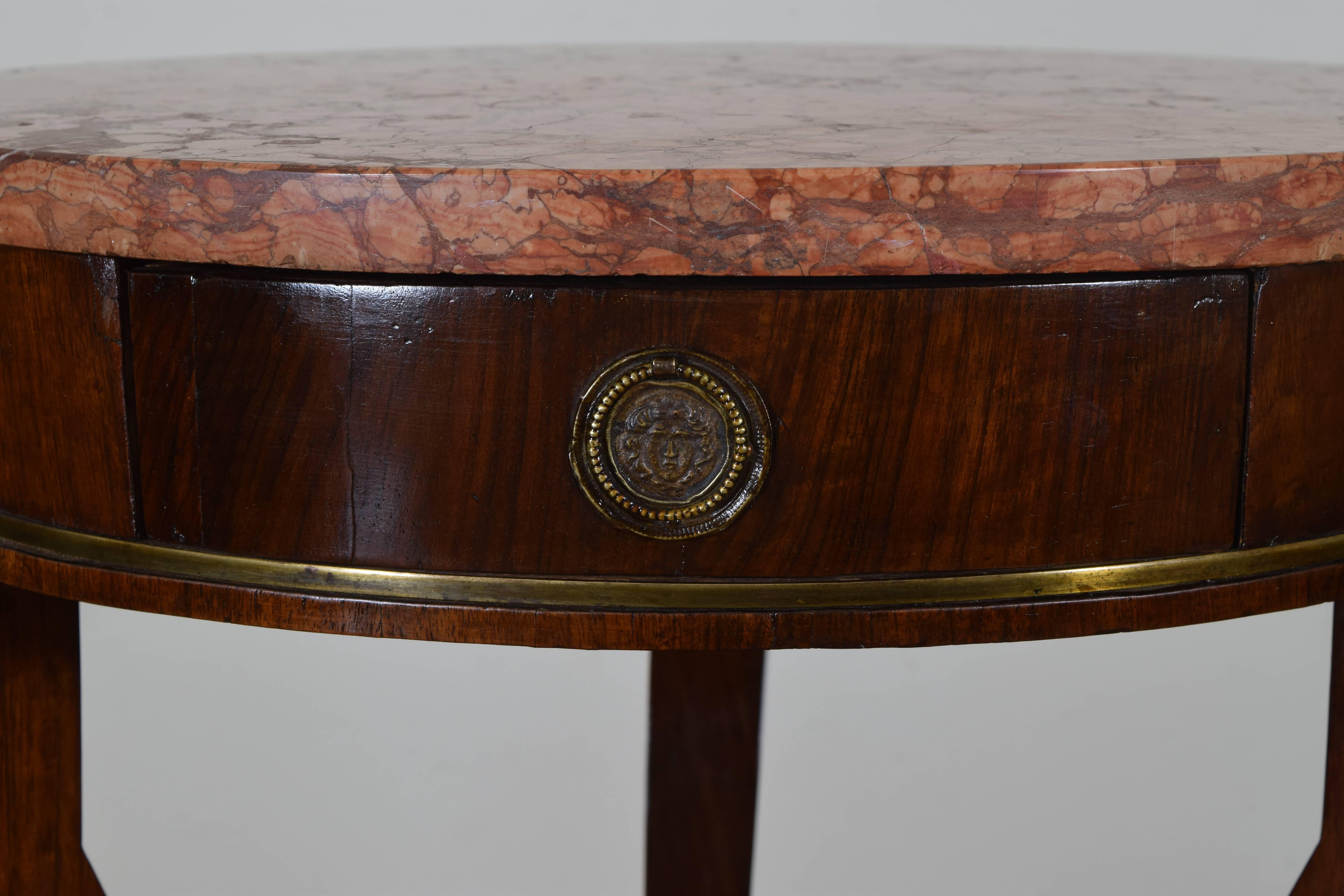 Italian 2nd Empire Mahogany, Ebonized, Brass and Marble Top Table, 19th Century In Excellent Condition In Atlanta, GA