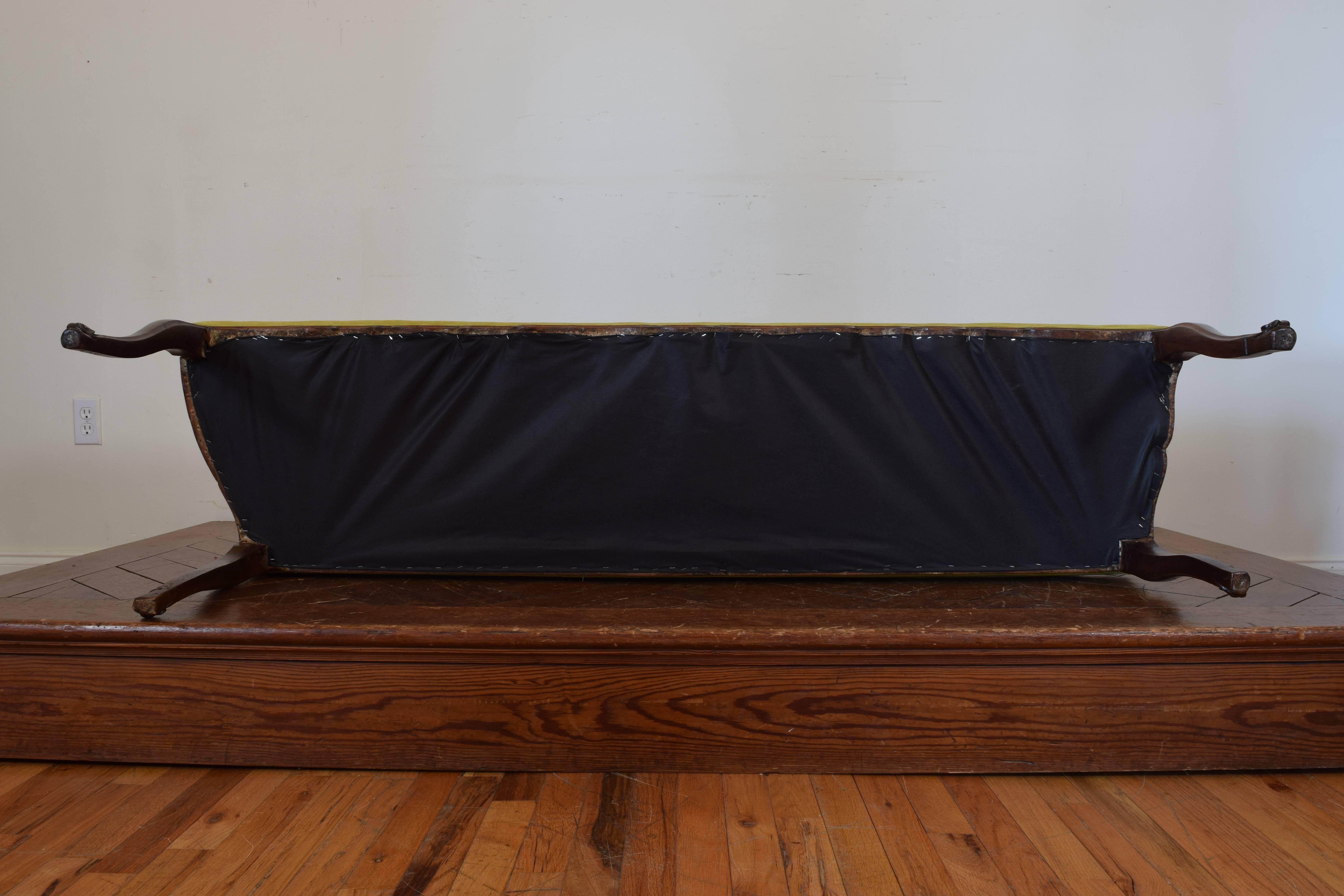 Italian LXV Style Carved Walnut and Upholstered Bench, 19th Century 3