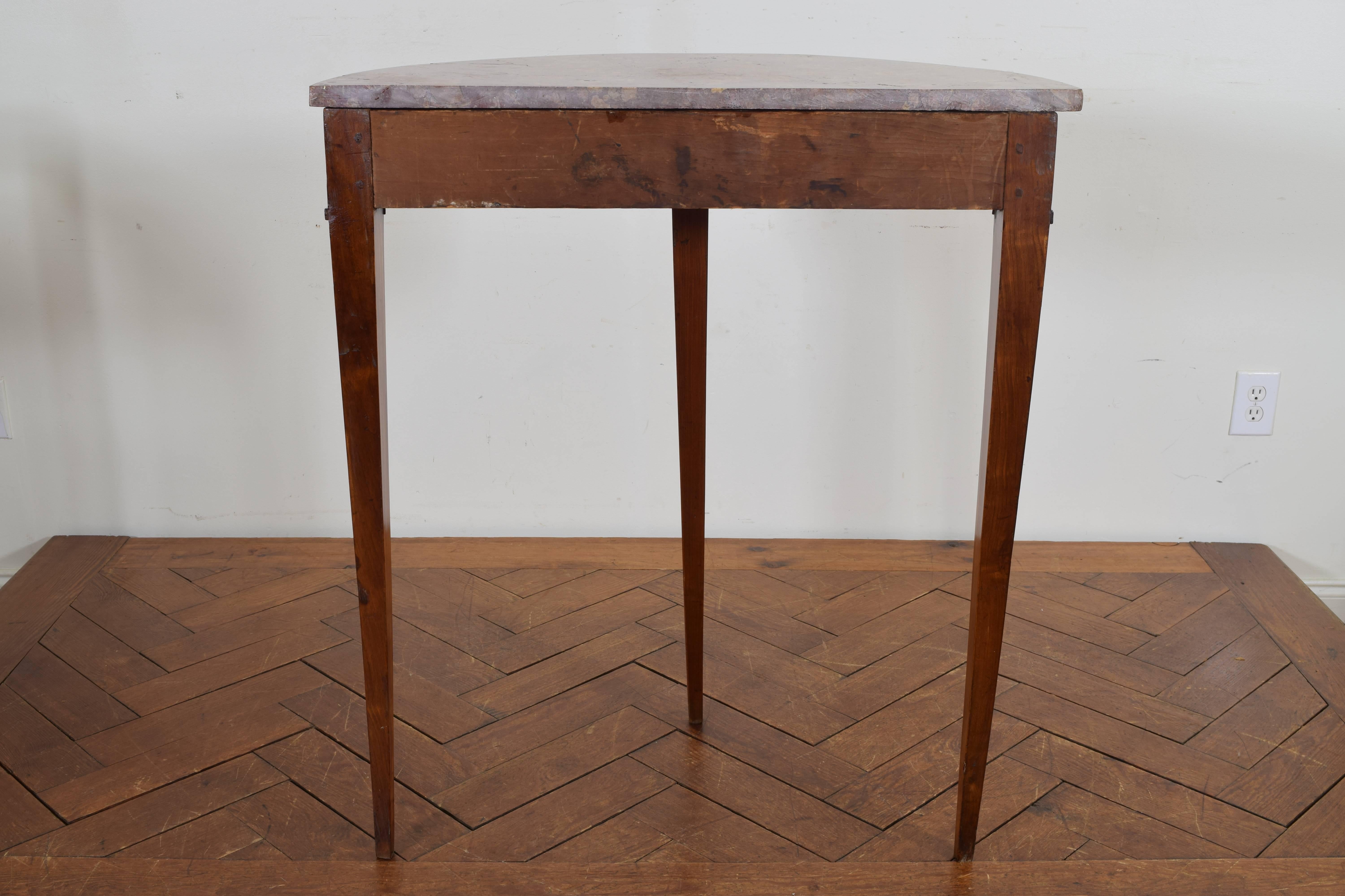 Italian, Tuscan, Neoclassic Cherrywood and Marble-Top Tall Console, circa 1830 1