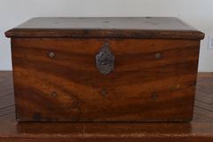 French Late Baroque Walnut and Steel Mounted Strongbox, Late 17th Century