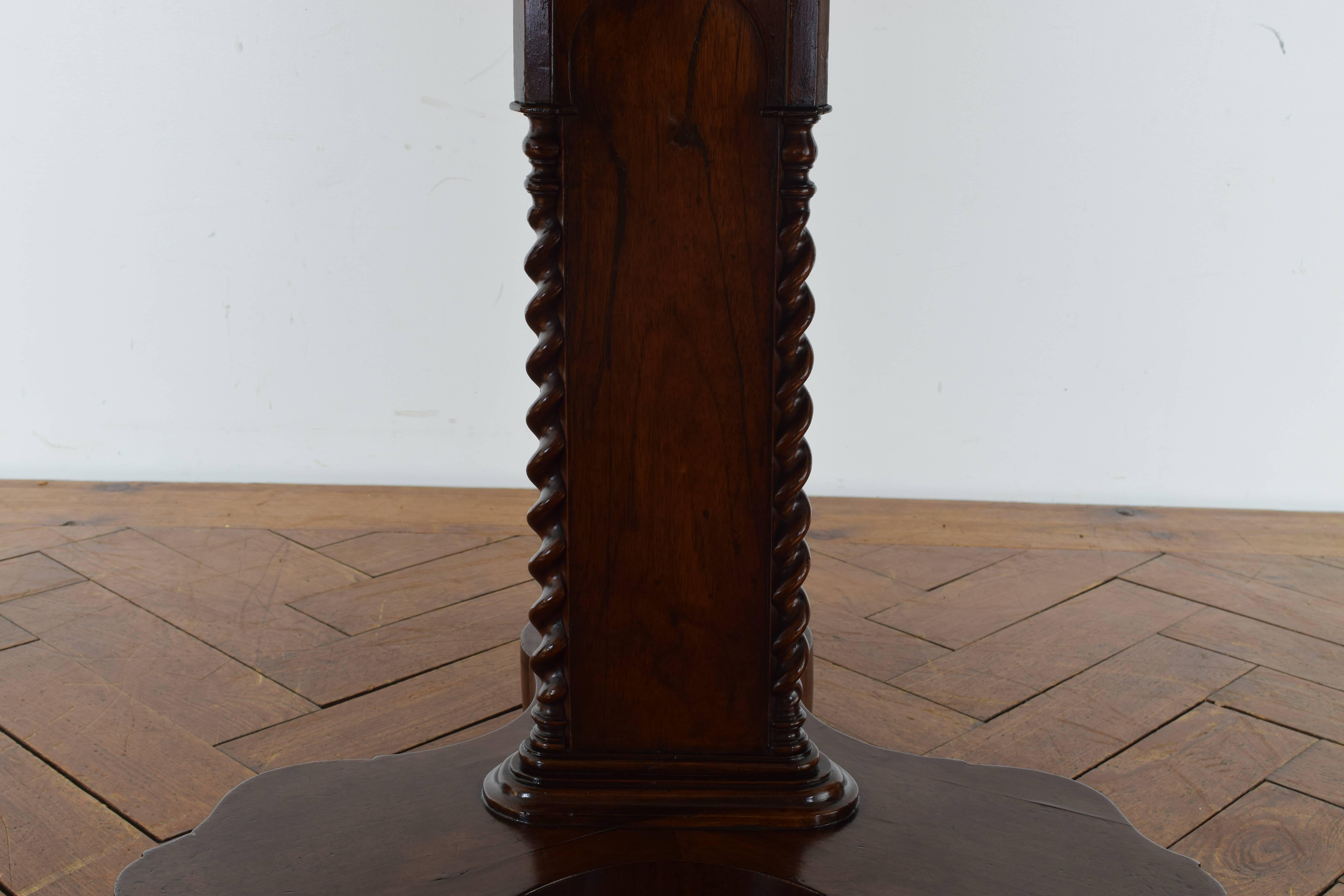 Italian Gothic Revival Carved Mahogany and Inlaid Center Table, Mid-19th Century 3