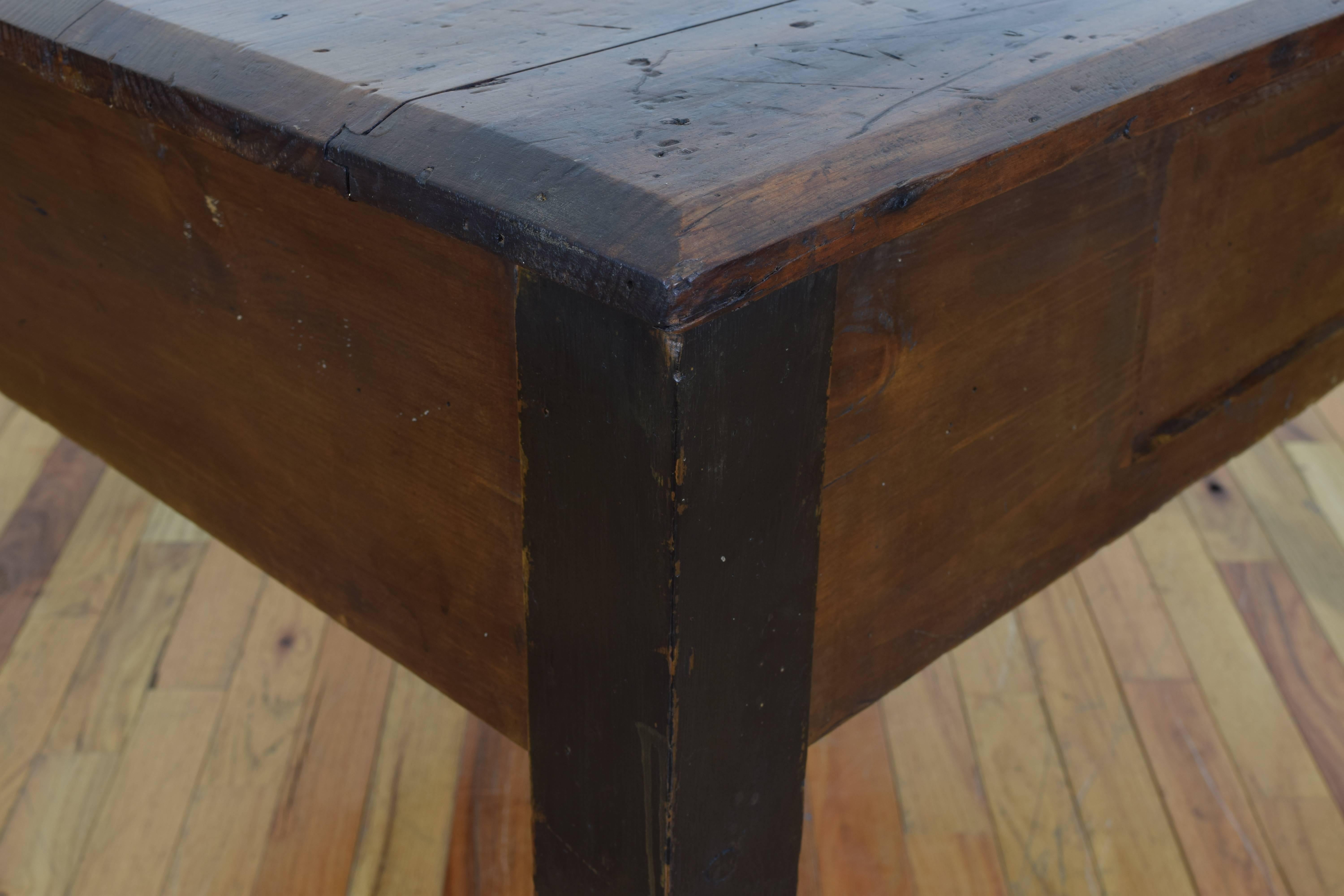 Late 19th Century French Stained and Ebonized Pinewood One Drawer Coffee Table, circa 1900