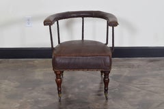 Belgian Wood and Waxed Canvas Open Armchair, Third Quarter of the 19th Century