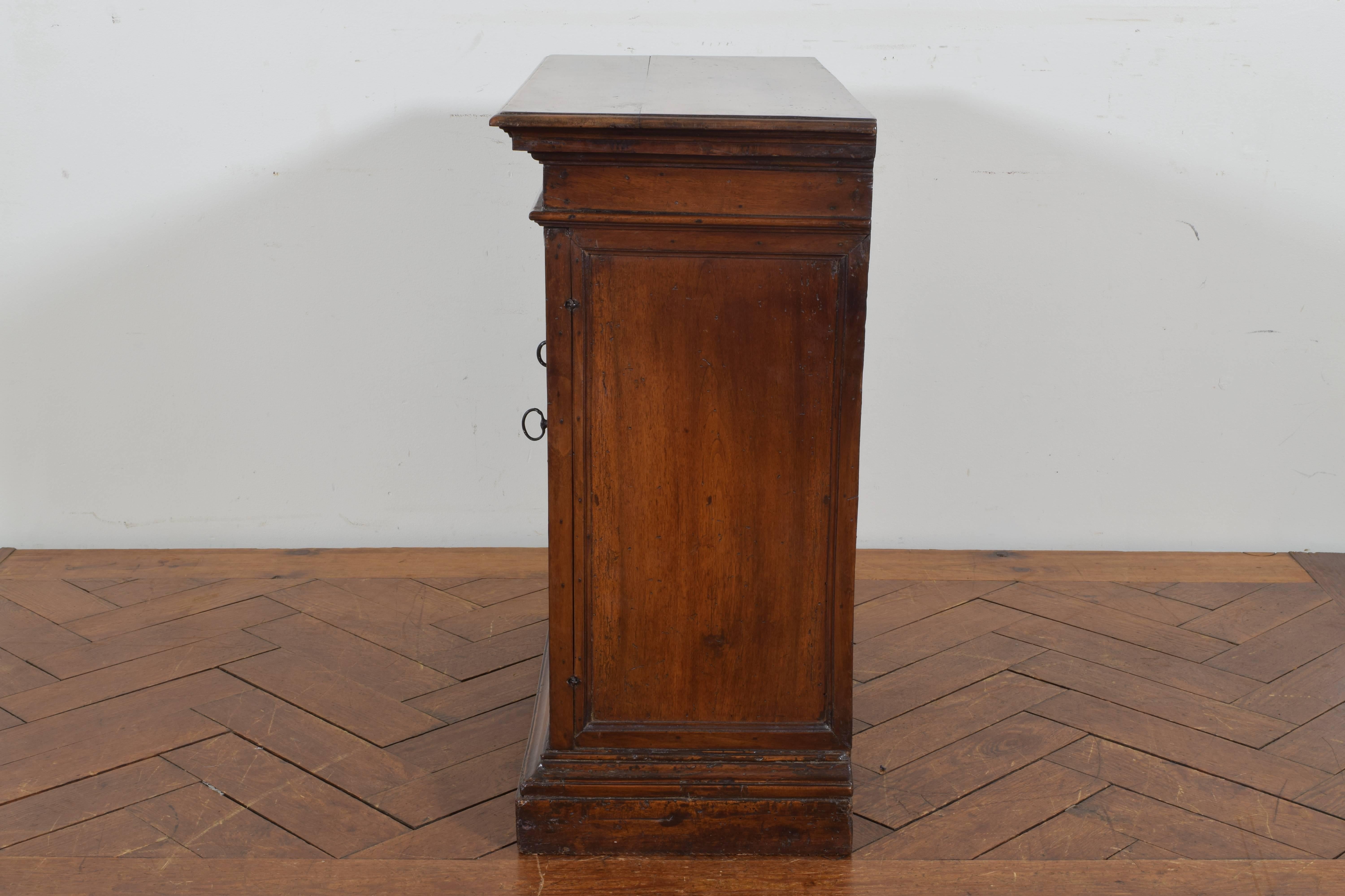 Baroque Italian Walnut and Brass-Mounted Credenza, 17th-18th Century