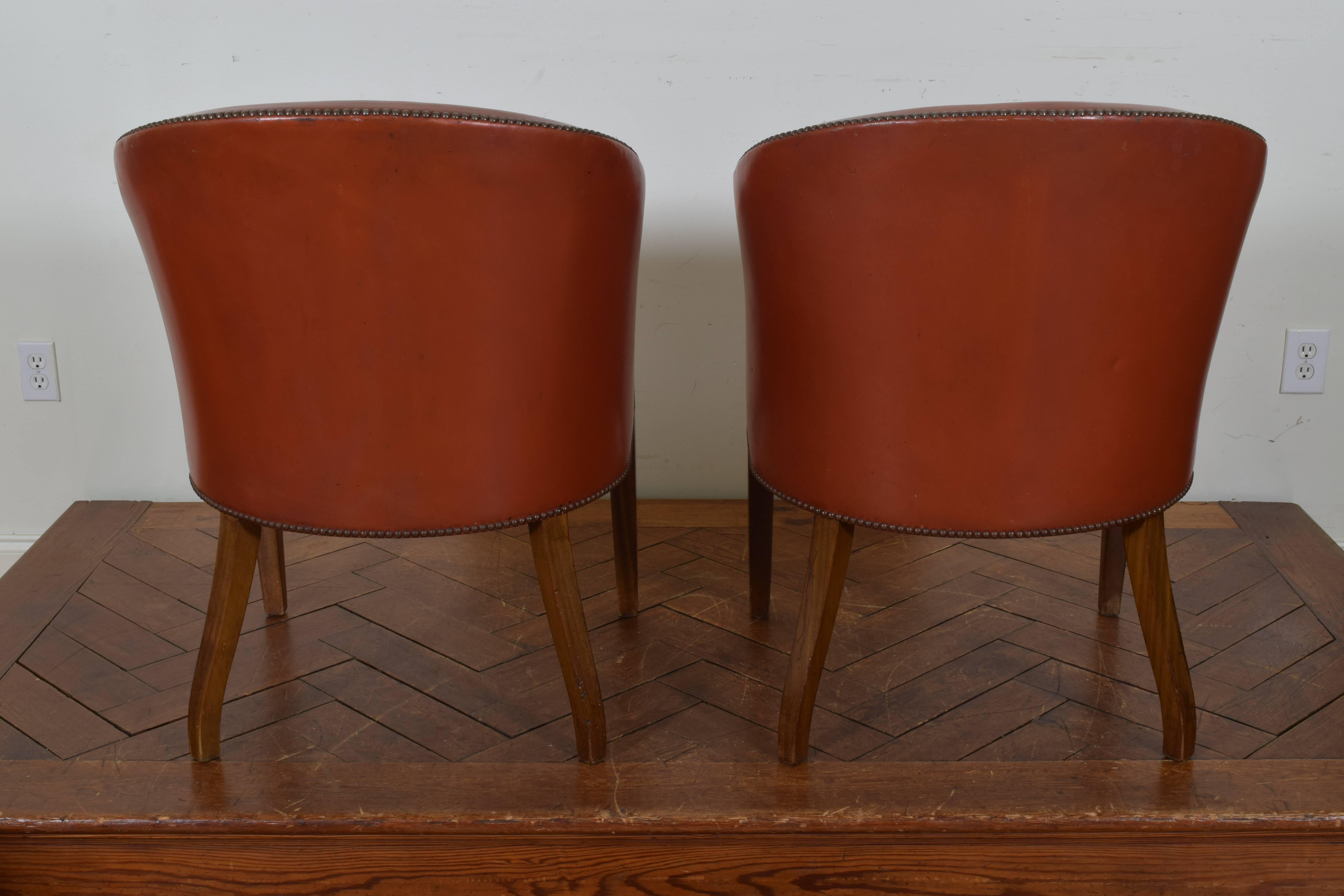 French Directoire Style Pair of Bucket Chairs In Good Condition In Atlanta, GA