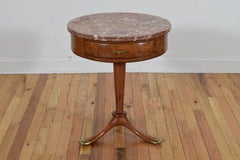 Osvaldo Borsani Side Table in Burl Walnut and Brass with Marble Top, circa 1950