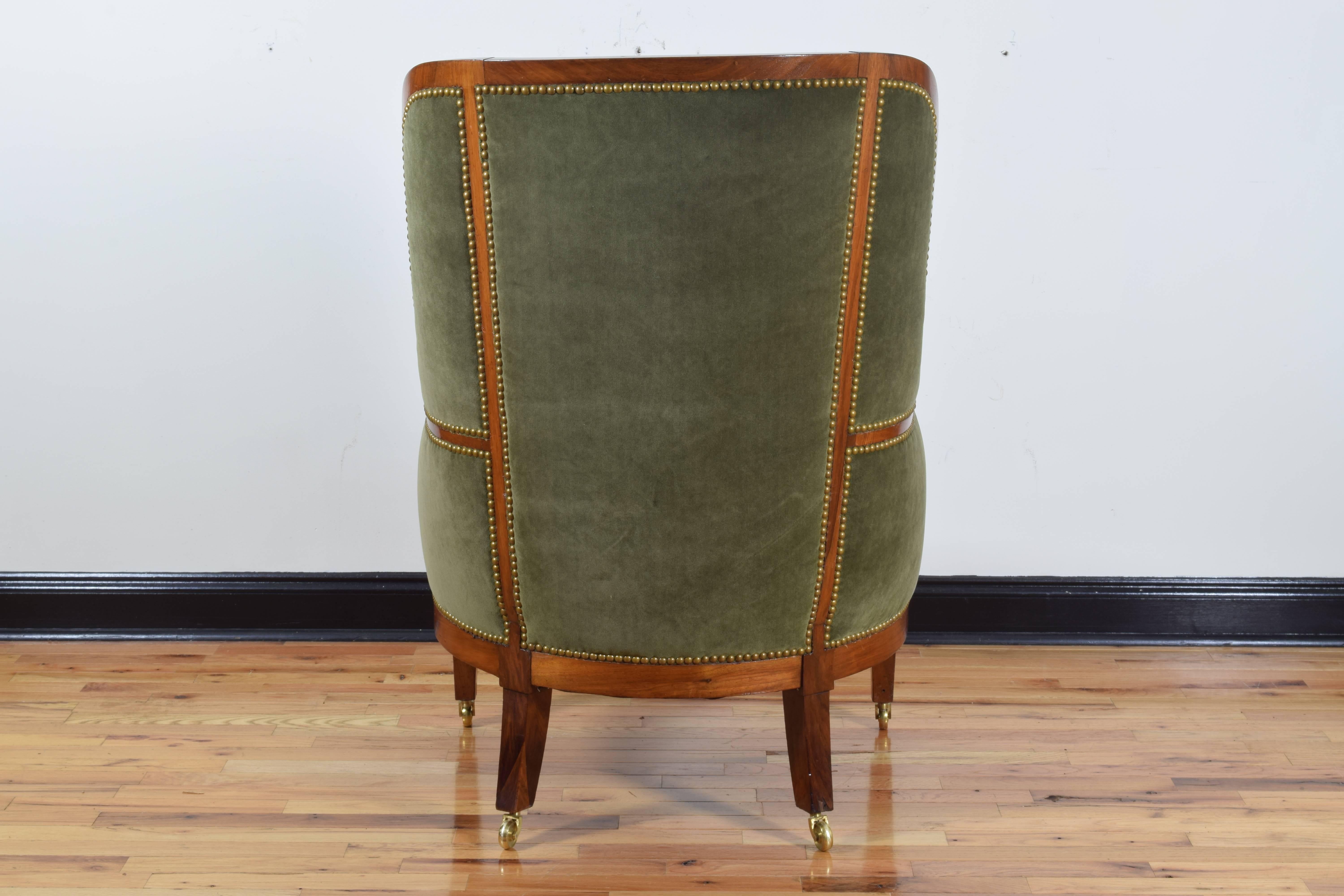 German Neoclassic Fruitwood & Upholstered Bergère Second Quarter of 19th Century In Excellent Condition In Atlanta, GA
