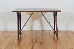 Spanish Late Baroque Walnut and Wrought Iron Folding Table, 17th Century