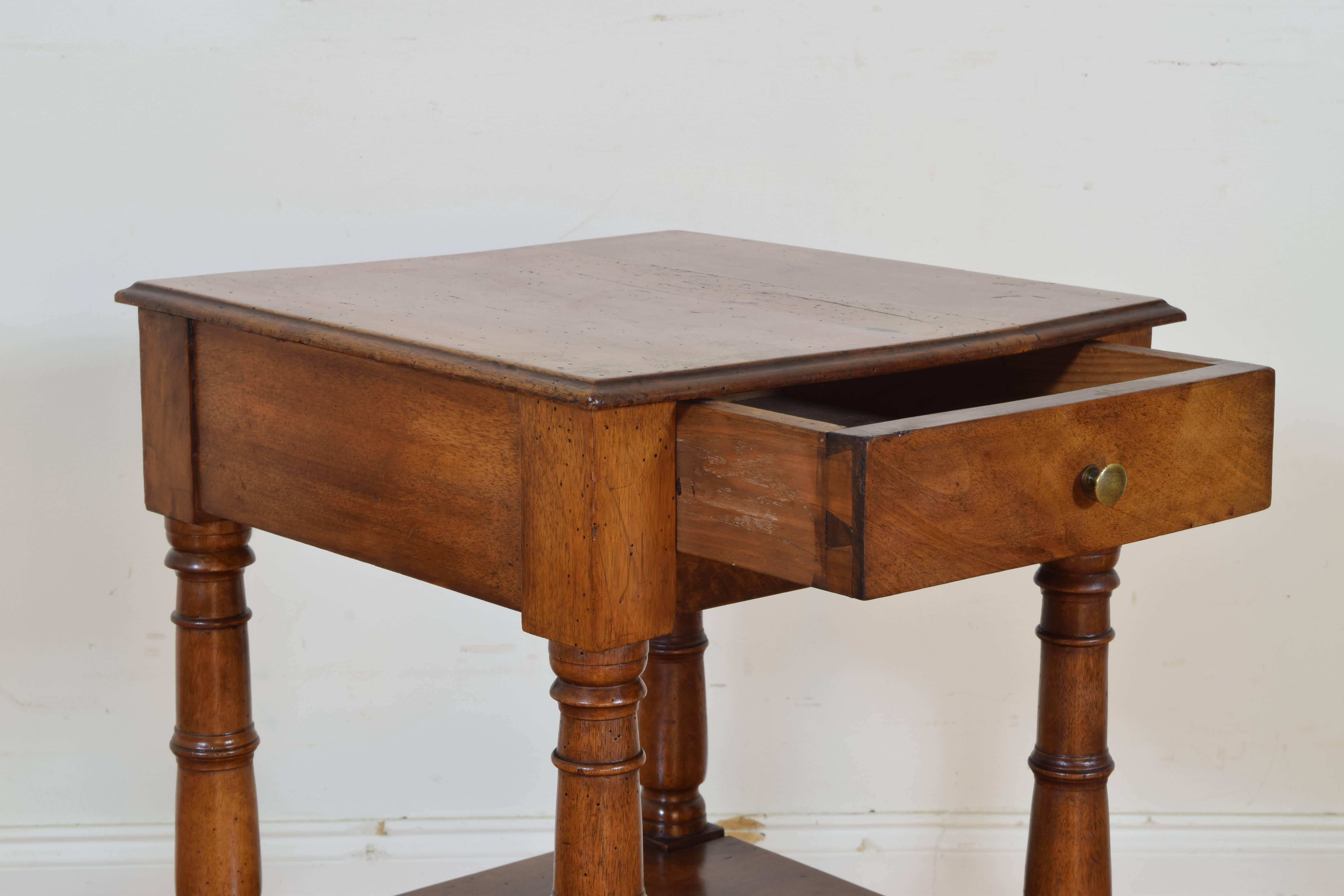 19th Century French Walnut Louis Philippe Two Tier Side Table, ca. 1840