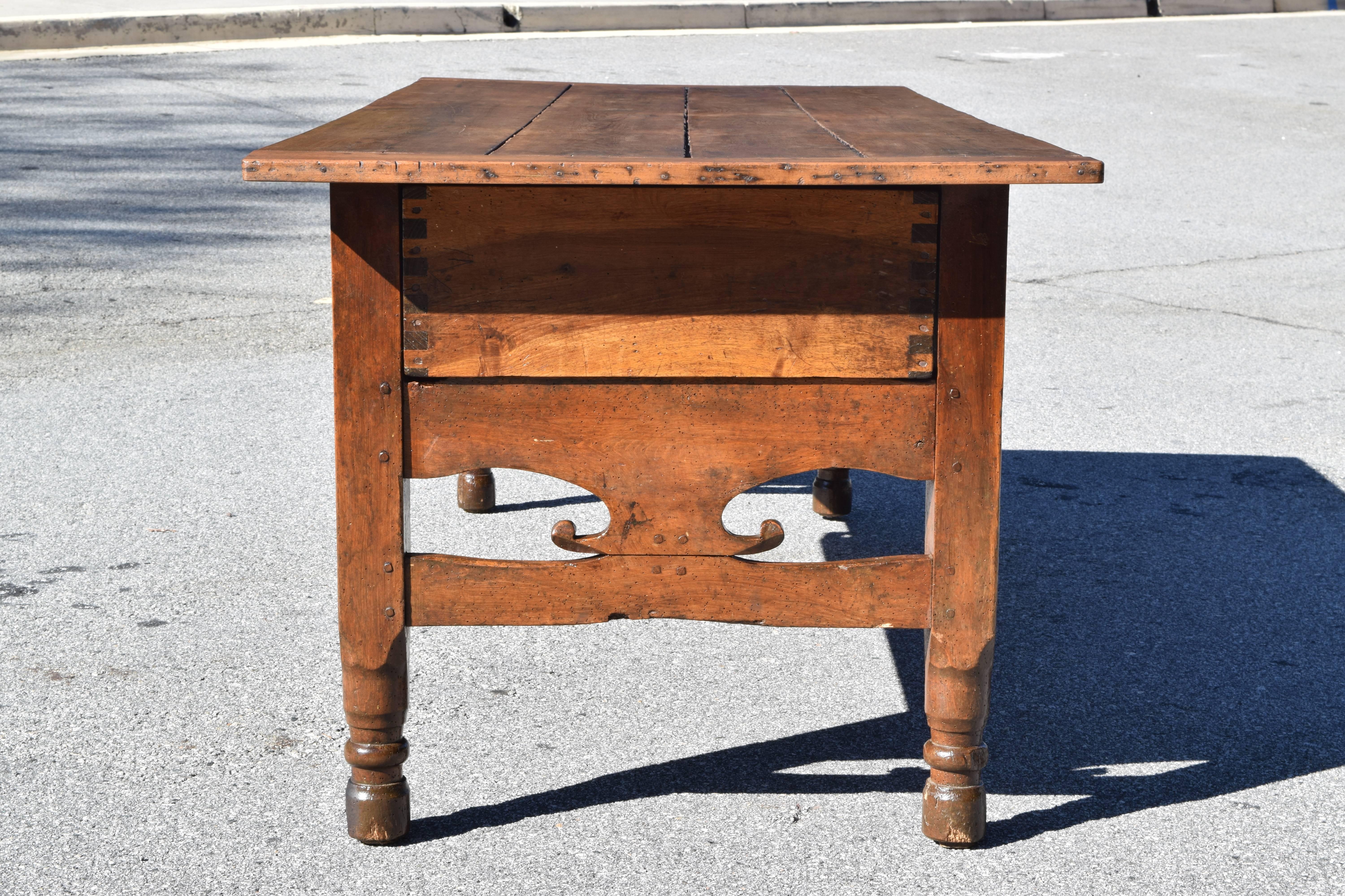 Mid-19th Century French Louis Philippe Walnut and Pinewood Kitchen Work Table, 19th Century