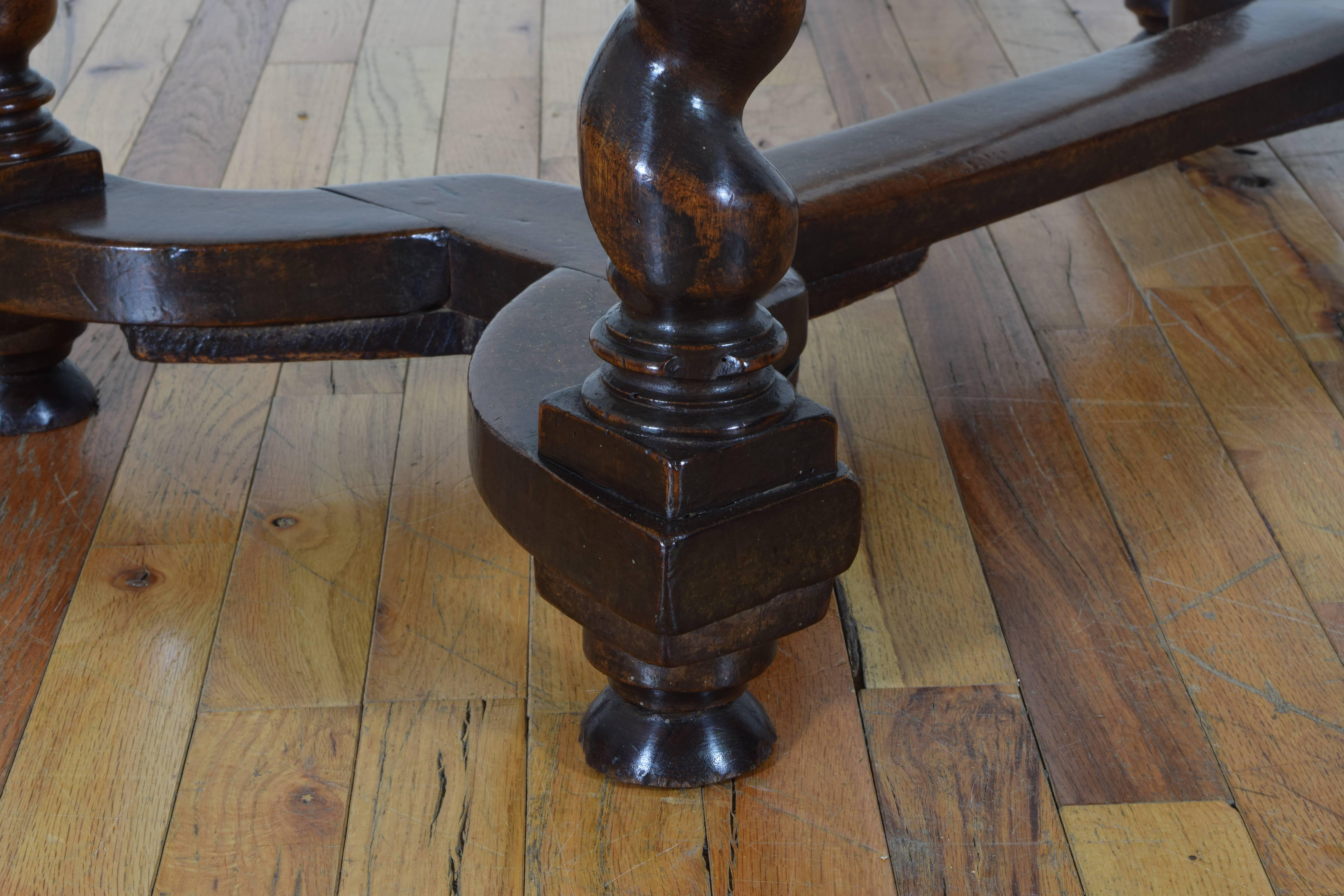 18th Century and Earlier French Late LXIII Period Walnut One-Drawer Table with Spiral Turned Legs