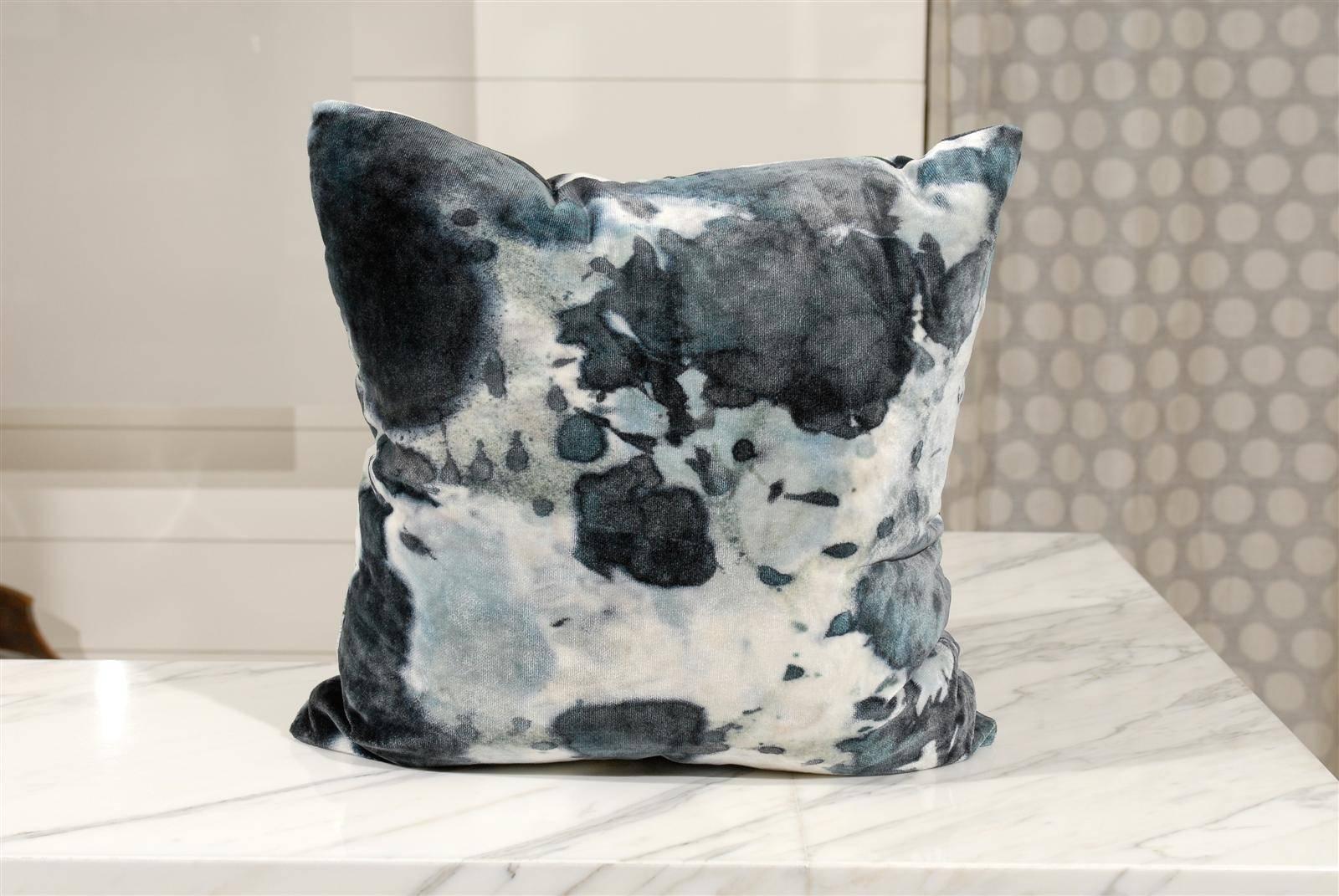 Blue Watercolor Pillow For Sale 3