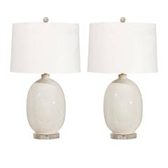 Pair of White Oval Lamps