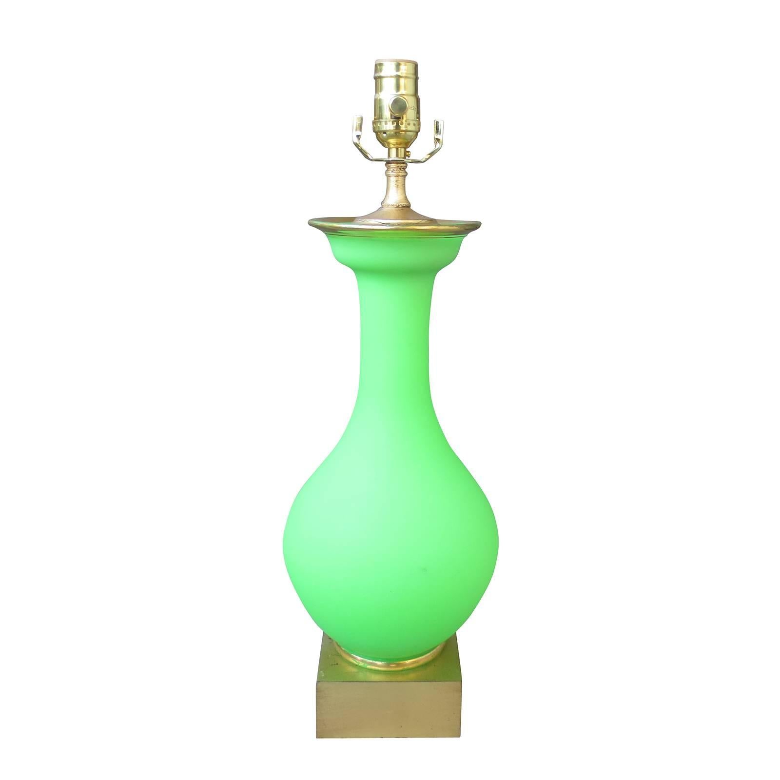 Early 20th Century French Opaline Lamp on Custom Gilt Base