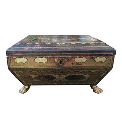 Large 19th Century Chinese Export Lacquered Tea Caddy