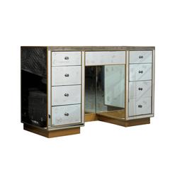 Mid-Century Mirrored Dressing Table with Small Knobs