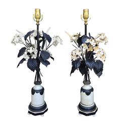 Pair of Italian Tole Mid-Century Lamps