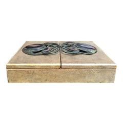 20th Century French Shagreen Box Mounted, Horn Bone and Abalone