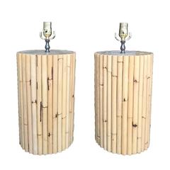 Pair of Midcentury Bamboo Lamps, circa 1970, Attributed to McGuire