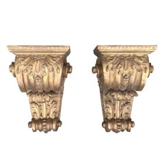Antique Pair of 19th Century Georgian Style Giltwood Brackets