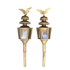 Pair of 20th Century English Carriage Lamps as Wall Lanterns