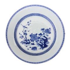 18th Century Chinese Blue and White Plate with Rabbit