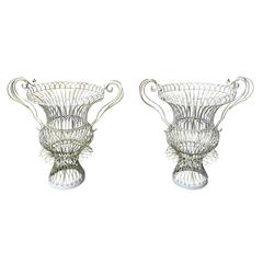 Pair of Large 20th Century, Urn Wire Baskets