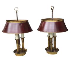 Pair of 20th Century Bouillotte Lamps with Shades
