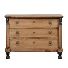 19th Century Bleached Empire Chest with Paw Feet