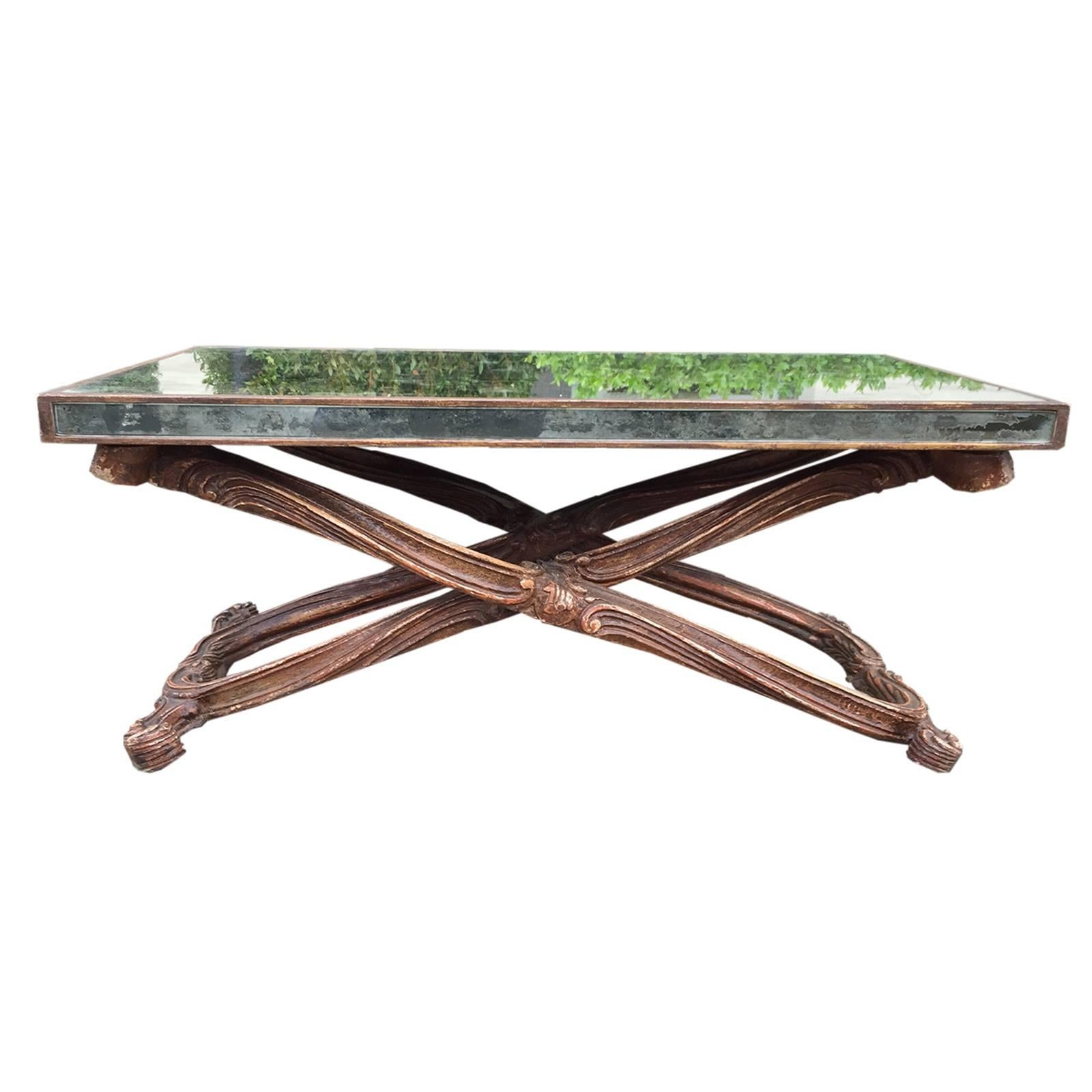 Early to Mid-20th Century Italian Mirrored Coffee Table in the Style of Jansen For Sale