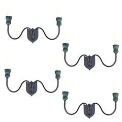 20th Century Set of Four Steel and Wood Large Shield Sconces 11